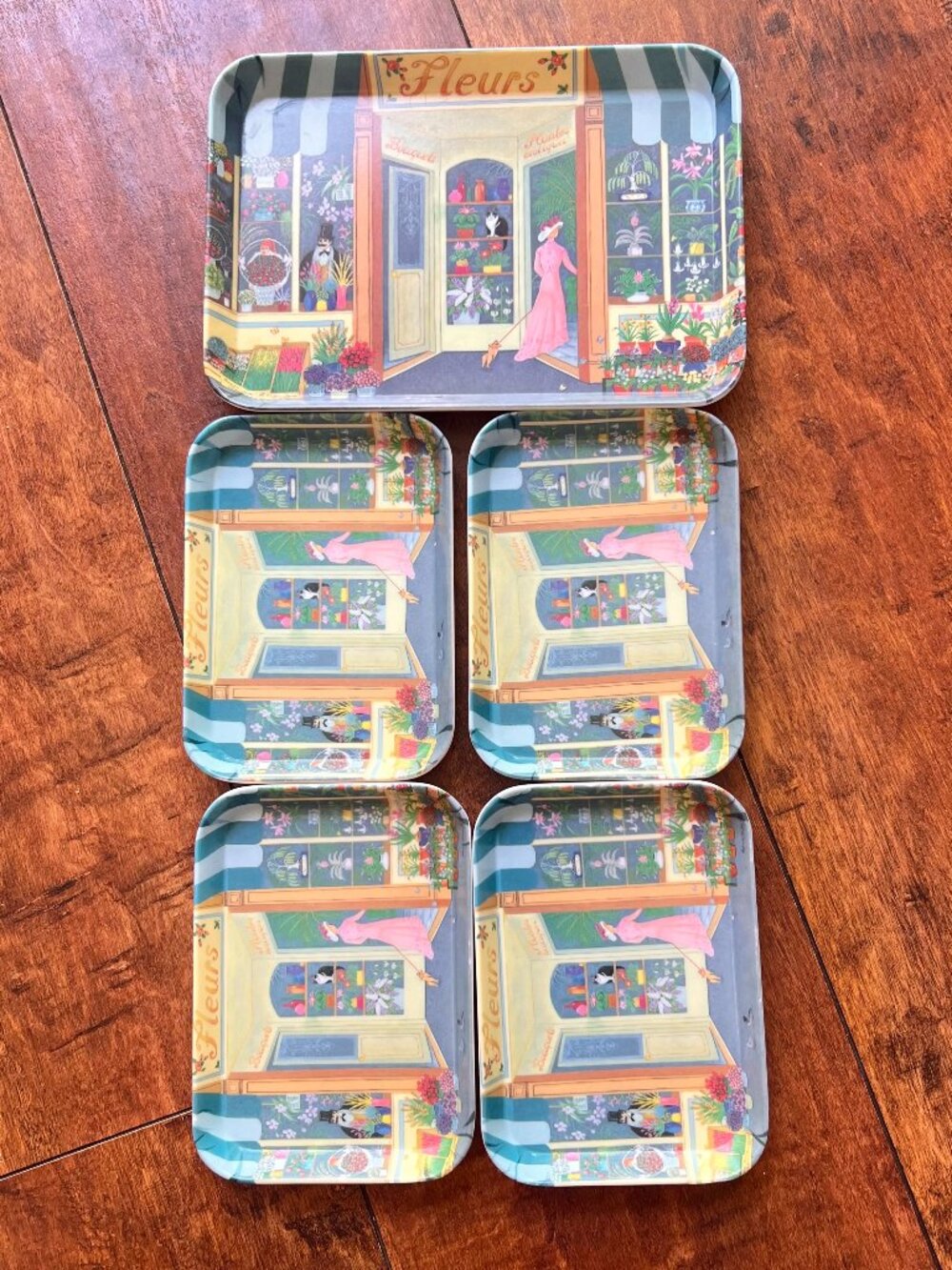 Vintage Melplus melamine trays for hors d'oeuvres, trinket trays, etc.